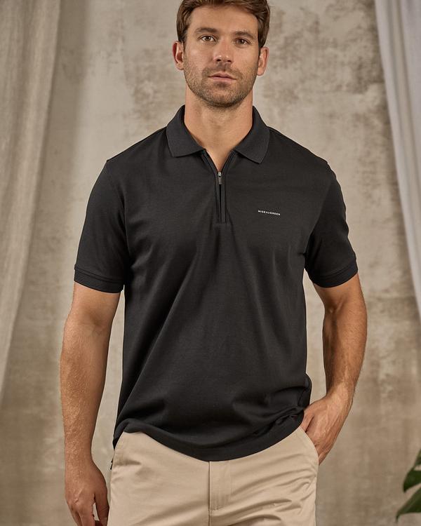 Polo col zippé noir