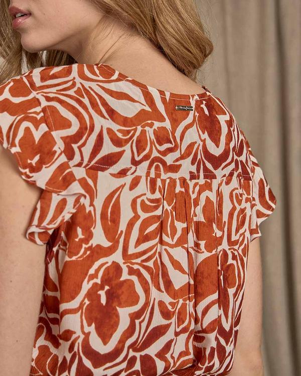 Top chaîne et trame rouge