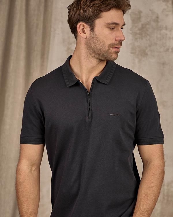 Polo col zippé noir Polo col zippé noir