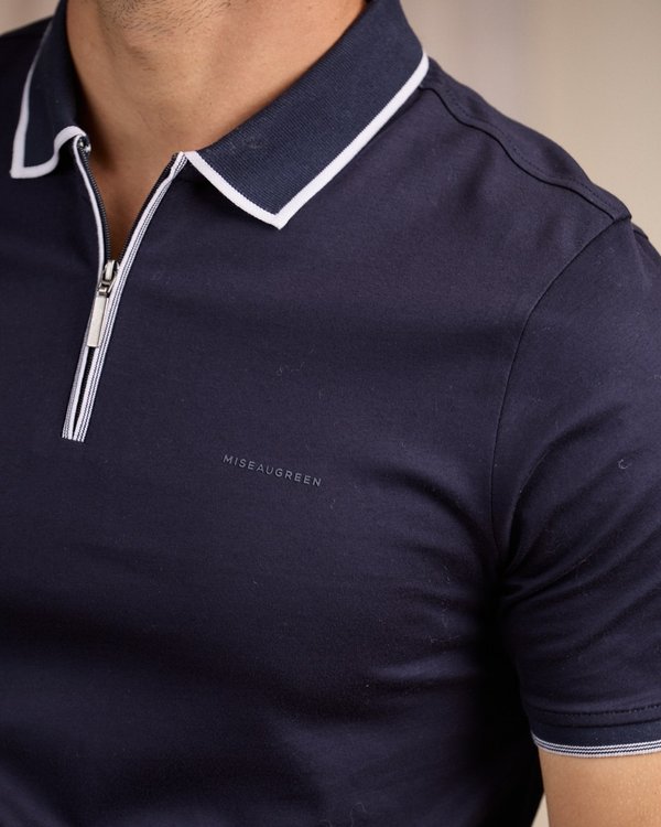 Polo ville zippé bleu Polo ville zippé bleu