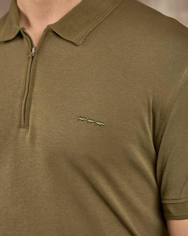 Polo col zippé vert Polo col zippé vert
