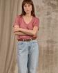 T-shirt col V lurex violet