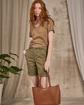 T-shirt col V beige