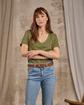 T-shirt col V lurex vert T-shirt col V lurex vert