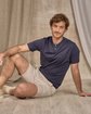T-shirt col tunisien bleu