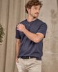 T-shirt col tunisien bleu